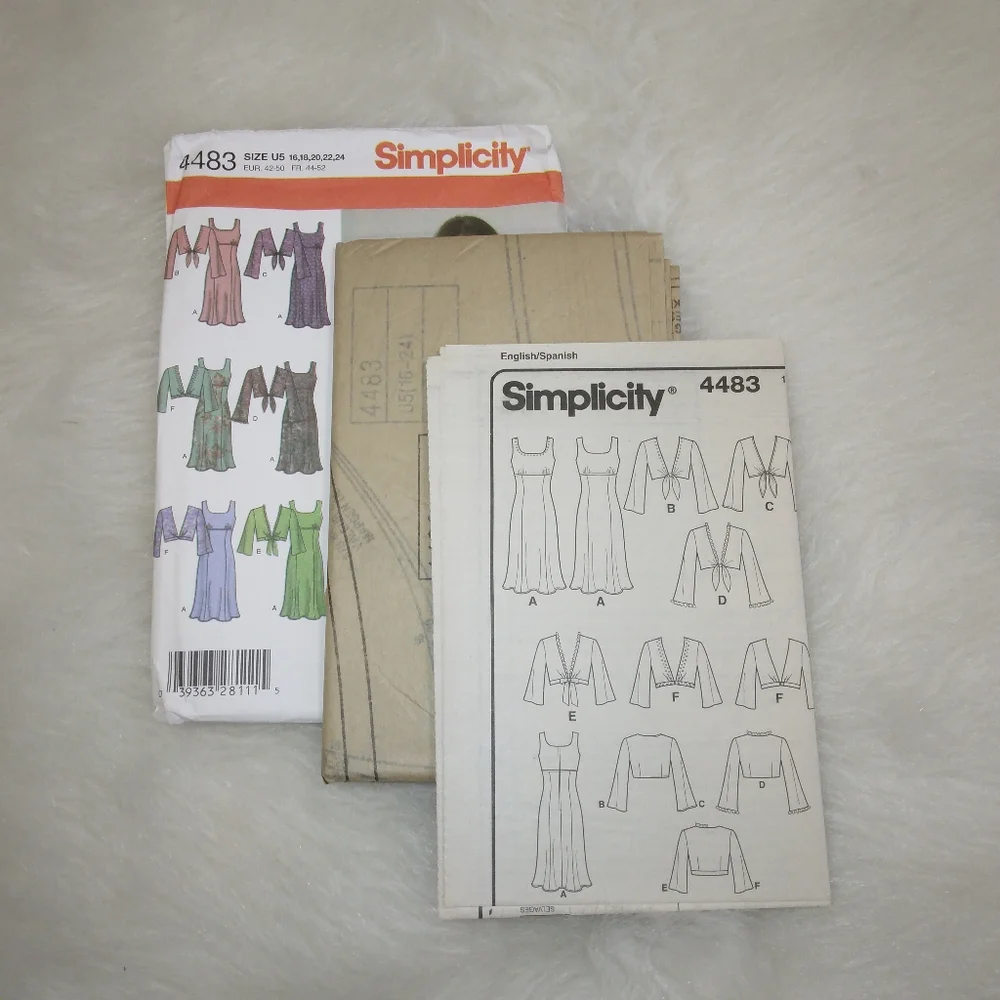 SIMPLICITY 4483 sz 16-24 Misses dress with jacket variations.